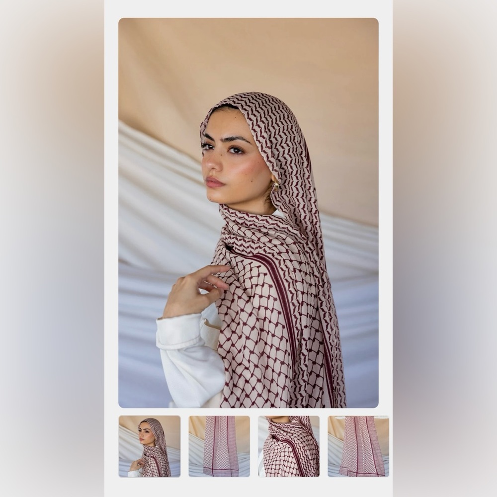 Vela Kuffiyeh Hijab/Scarf in Maroon- MINI
